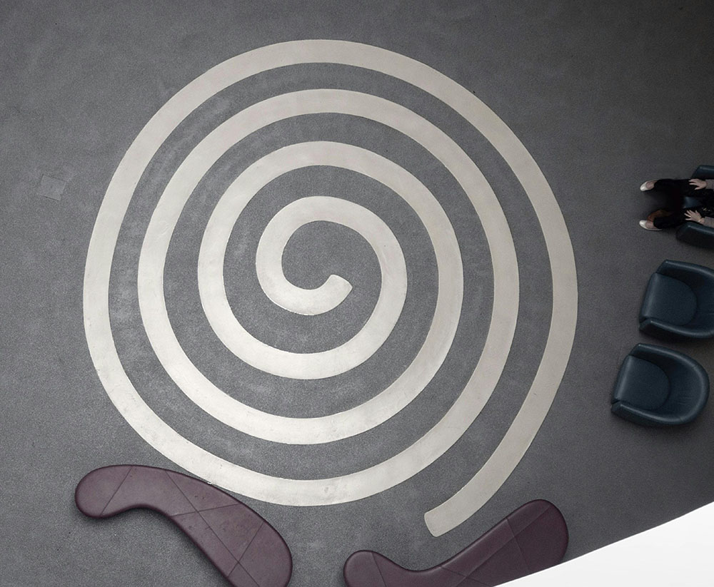 a spiral pattern on the floor