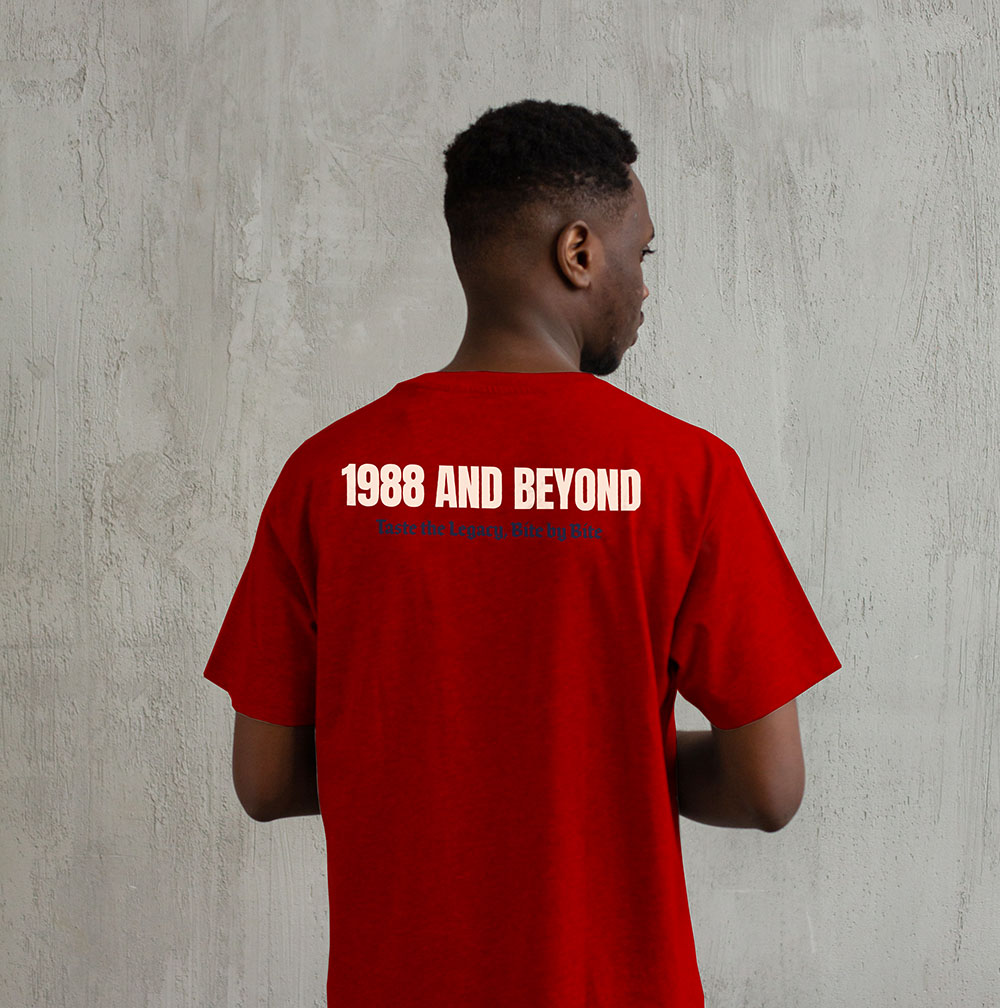 a man in a red shirt