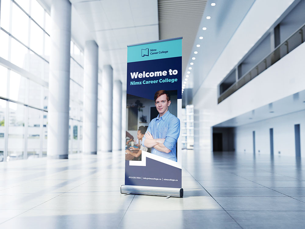 a sign in a building