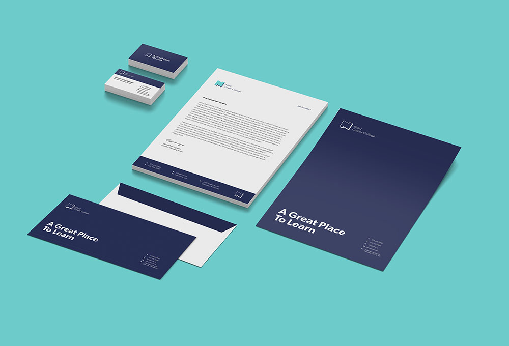 a blue and white stationery