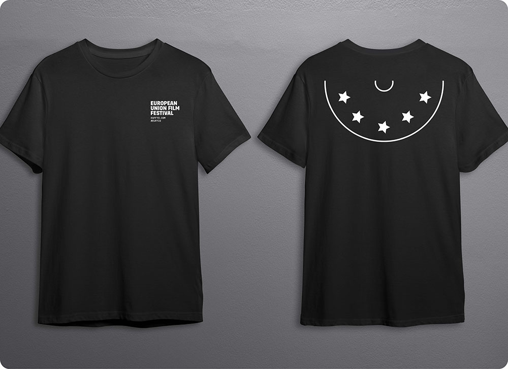 a front and back view of a black shirt