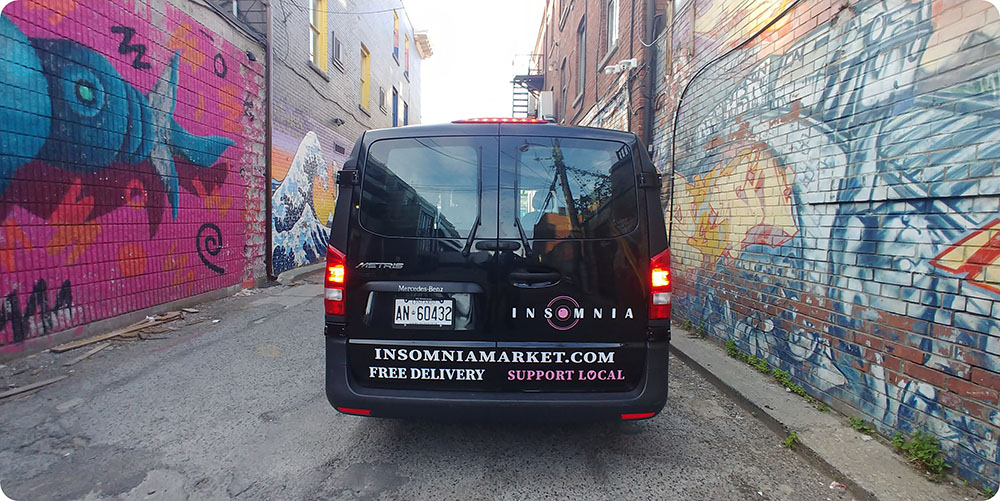 a black van parked on a street