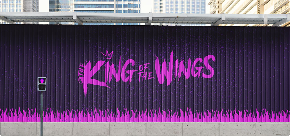 a purple and pink sign