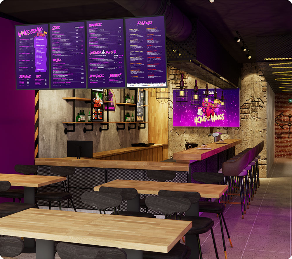 a restaurant with tables and chairs