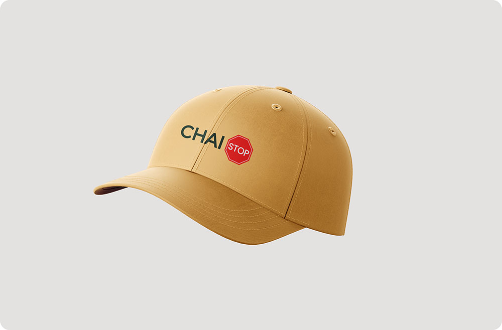 a yellow hat with a stop sign on it