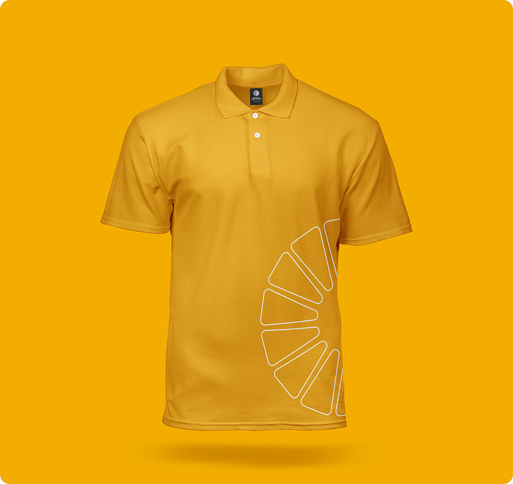 a yellow shirt with a logo on it