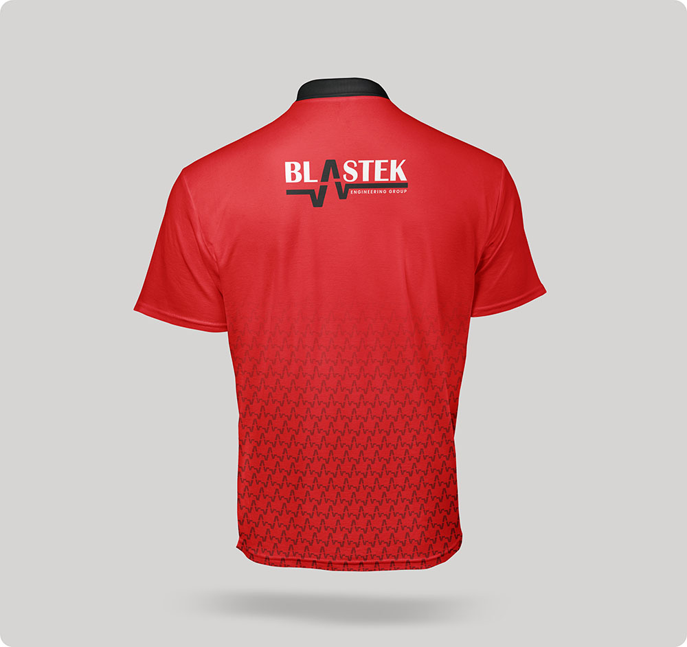 a red shirt with white text on it