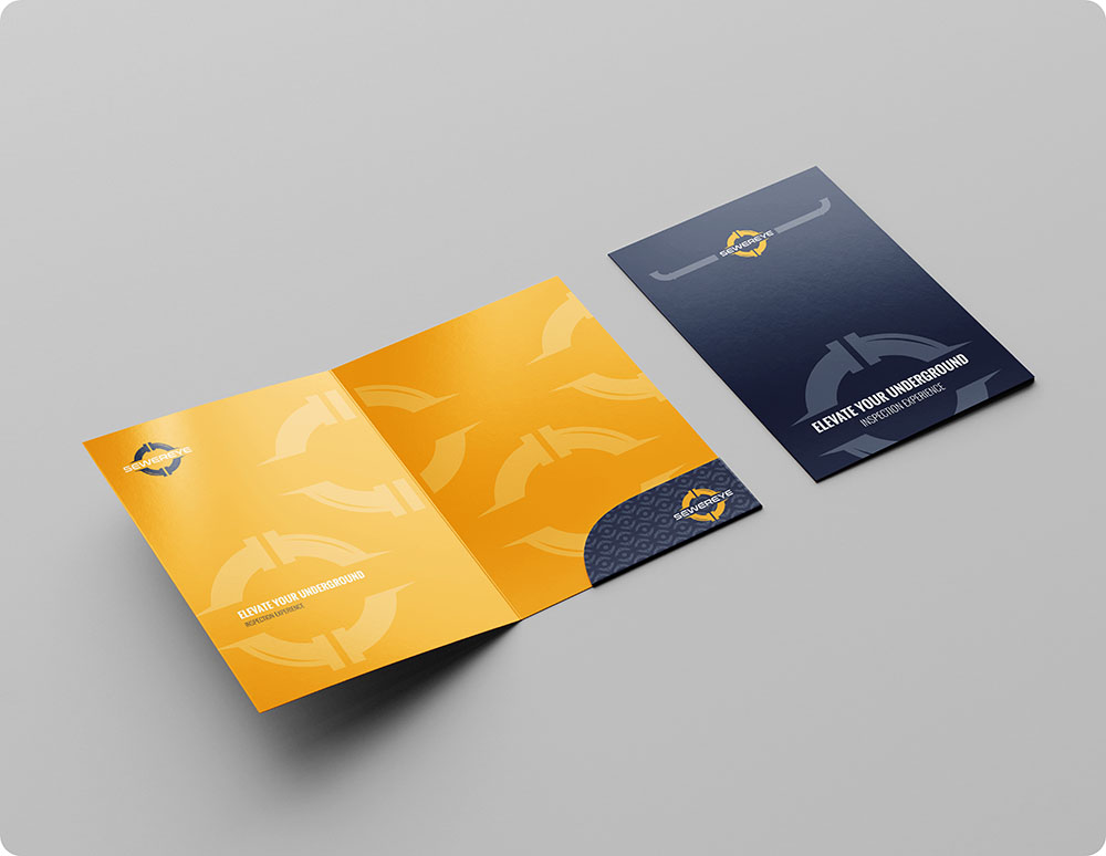 a yellow and blue brochure